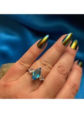 🎉🎉 Host Pick 7/22🎉 Blue Topaz with white topaz. Beautiful Ring